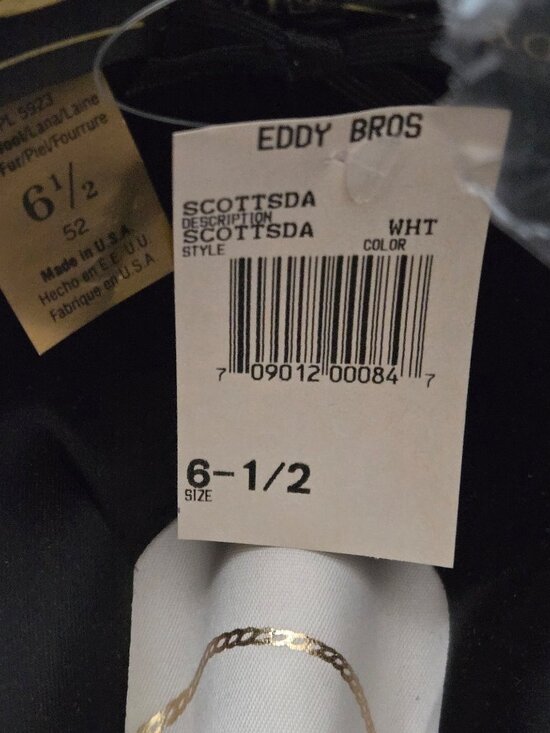 NWT - Vintage White Eddy Bros Western Hat